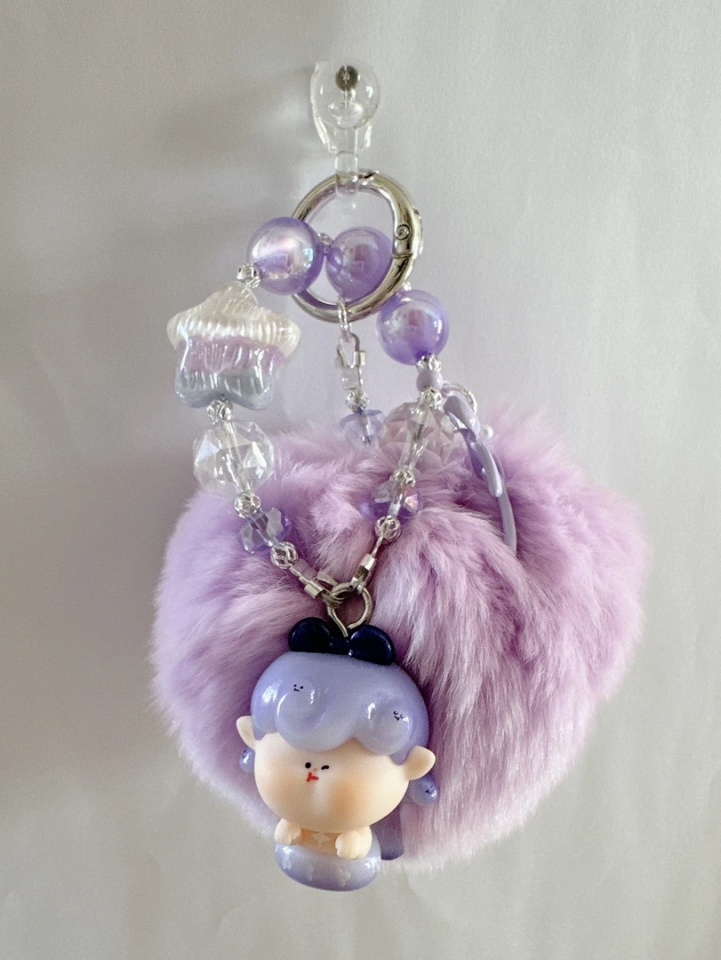 可爱萌粒紫电蛇手机链钥匙链