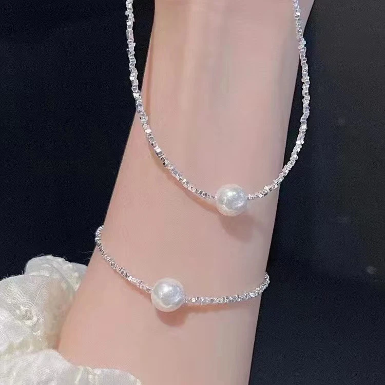 丽沁 链子925银 闪耀碎银强光珠项链小众简约手链仙气时尚饰品