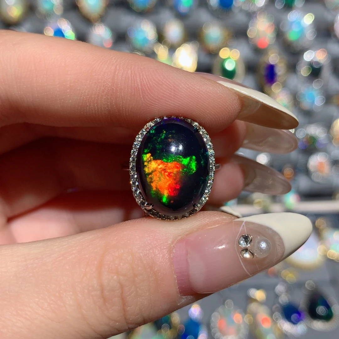 欧泊福利戒指w银S925镶嵌?****子