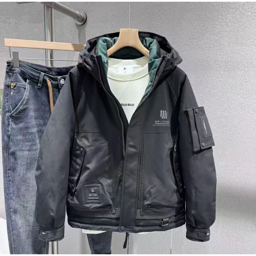 8811黑【幽青谷】新款防寒工装连帽保暖羽绒服外套