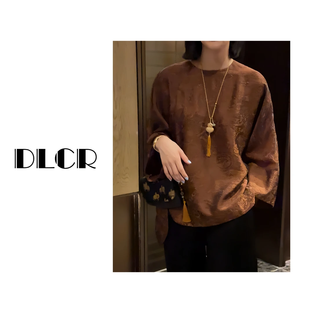 DLCR【大琳】2025夏新款极简轻奢宽松气质印花上衣