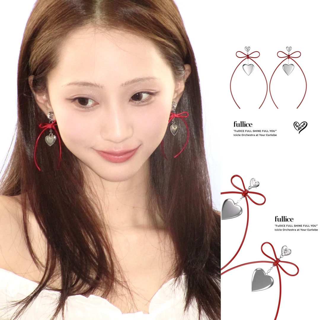合金耳饰 FULLICESTUDIO情书原创设计红色蝴蝶结爱心甜美复古耳钉