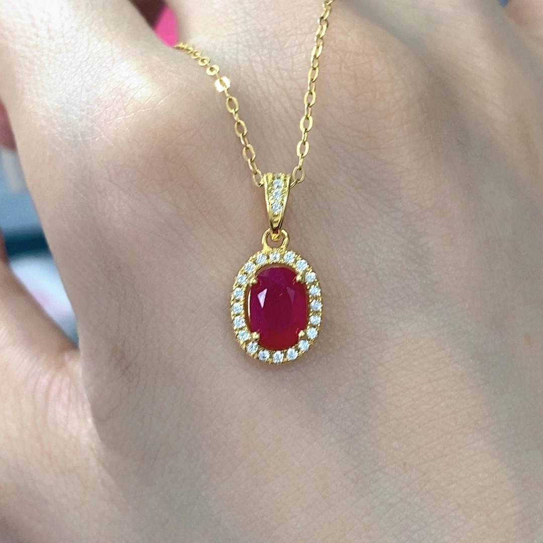 银S925镶嵌颈饰红宝石