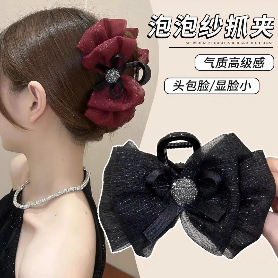 秋冬新款气质百搭蝴蝶结泡泡夹浪漫温柔原创设计款抓夹L