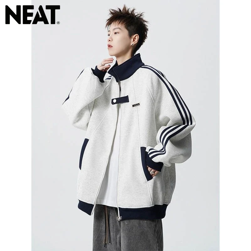 NEAT美式拼接运动夹克男秋季重磅潮牌百搭情侣外套高街痞纹棒球服