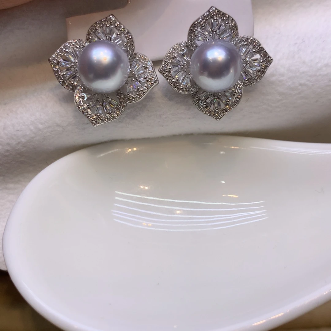 银S925镶嵌耳饰海水珍珠