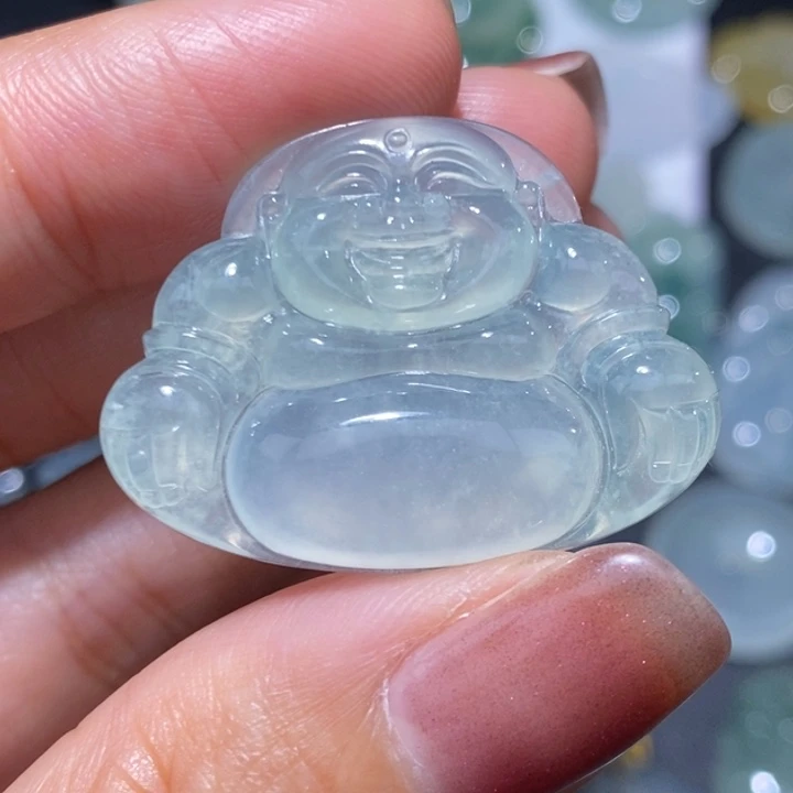 翡翠未镶嵌吊坠(不含链)冰透甜色佛公吊坠