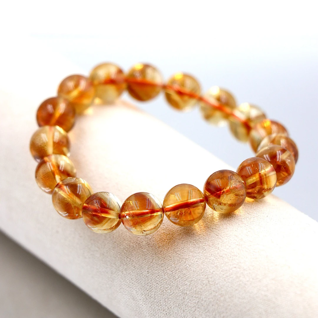 天然高色暴力黄塔晶水晶威士忌酒黄色水晶手串J4008-多样性发一