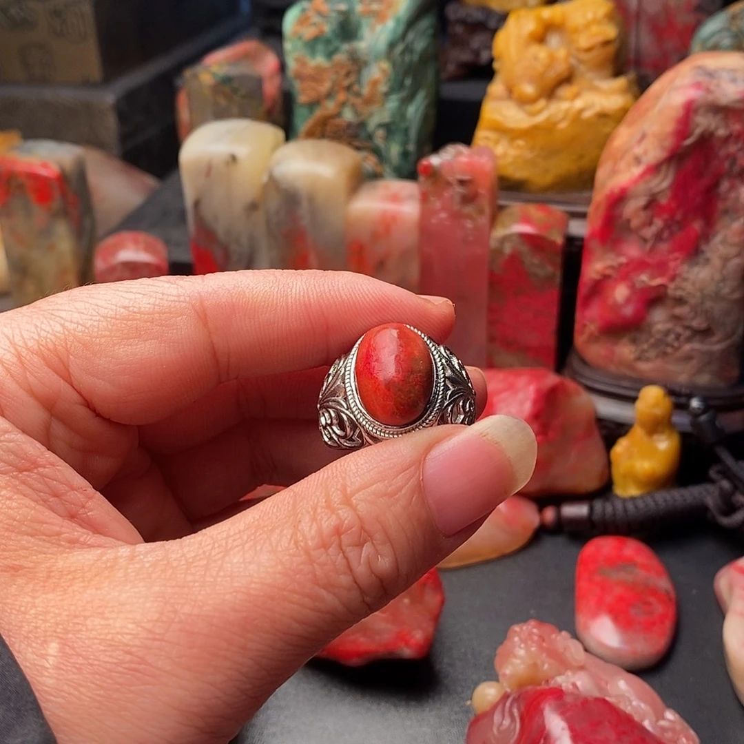 火***哥鸡血石鸡血石戒指