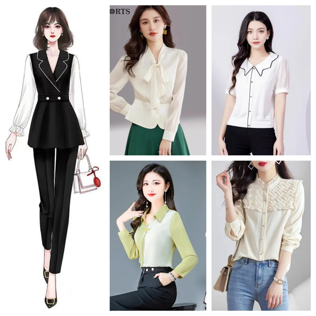 301-400单排多扣长袖衬衫雪纺衫秋装春季减龄秋季时尚气质春秋