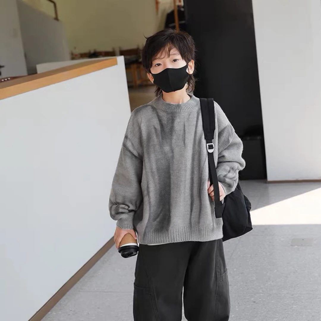 男童扎染做旧脏脏毛衣