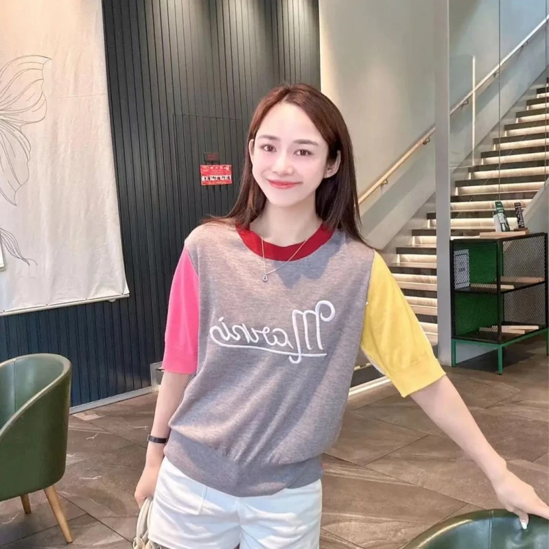 YTTRIUM LIN[撞色短袖]新款针织短袖20510