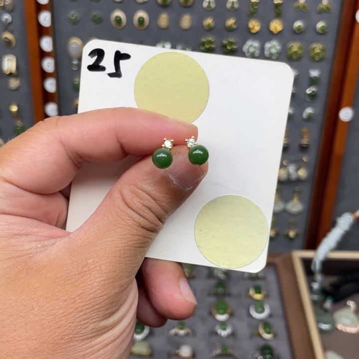 和田玉银S925镶嵌耳饰和田玉25