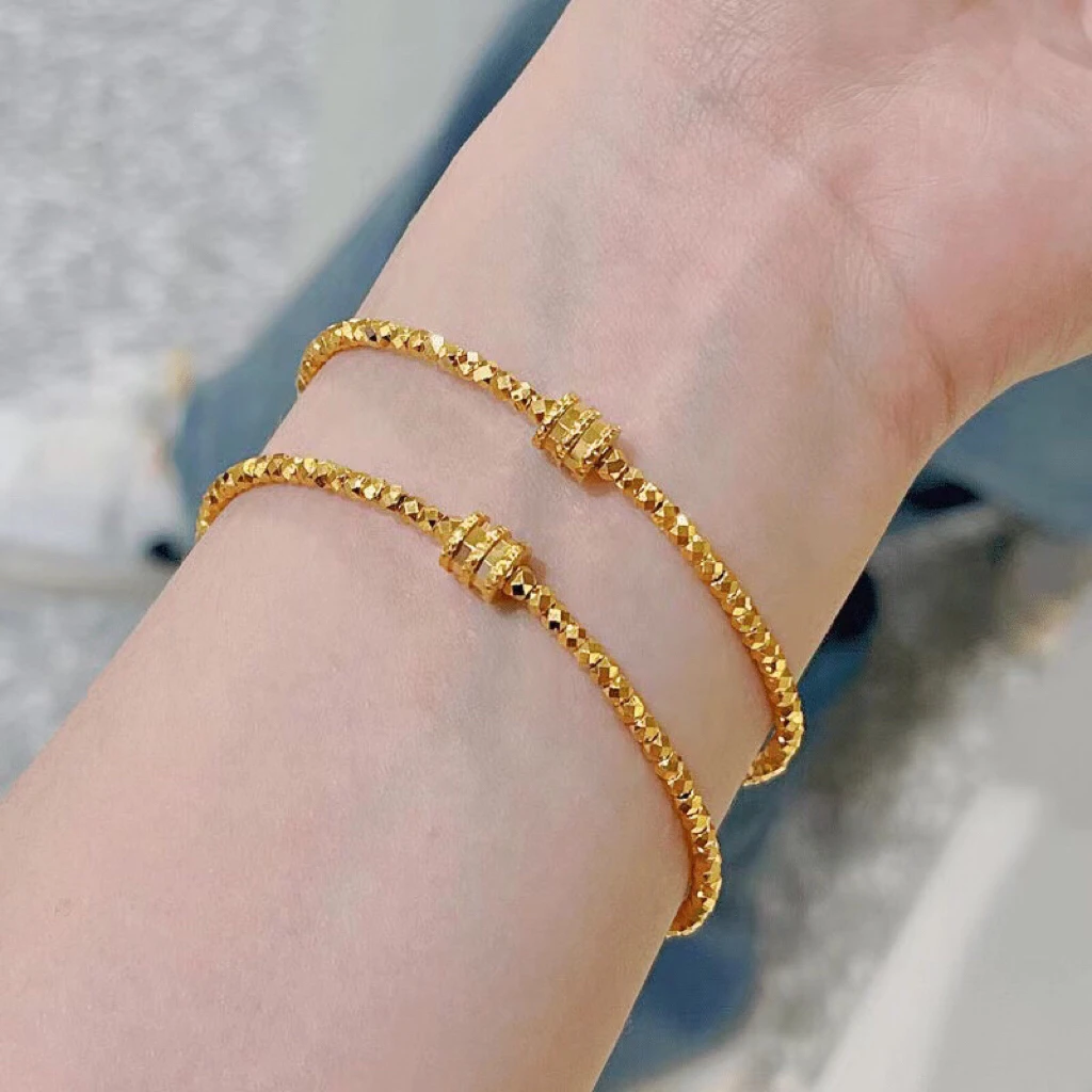 铜合金手链 气质百搭女款首饰小蛮腰手链轻奢爆闪金色手链送妈妈