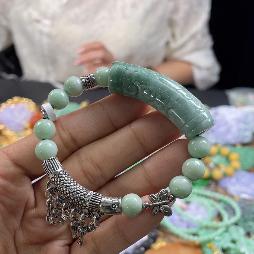 翡翠未镶嵌手链代编织