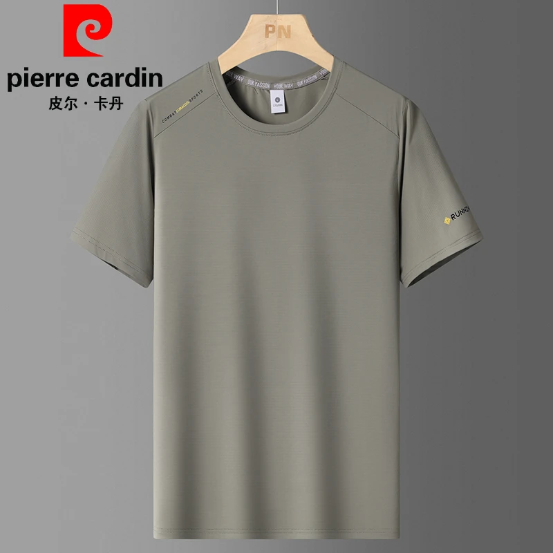 皮尔卡丹短袖冰丝夏季男士圆领T恤休闲大码运动宽松透气速干百搭