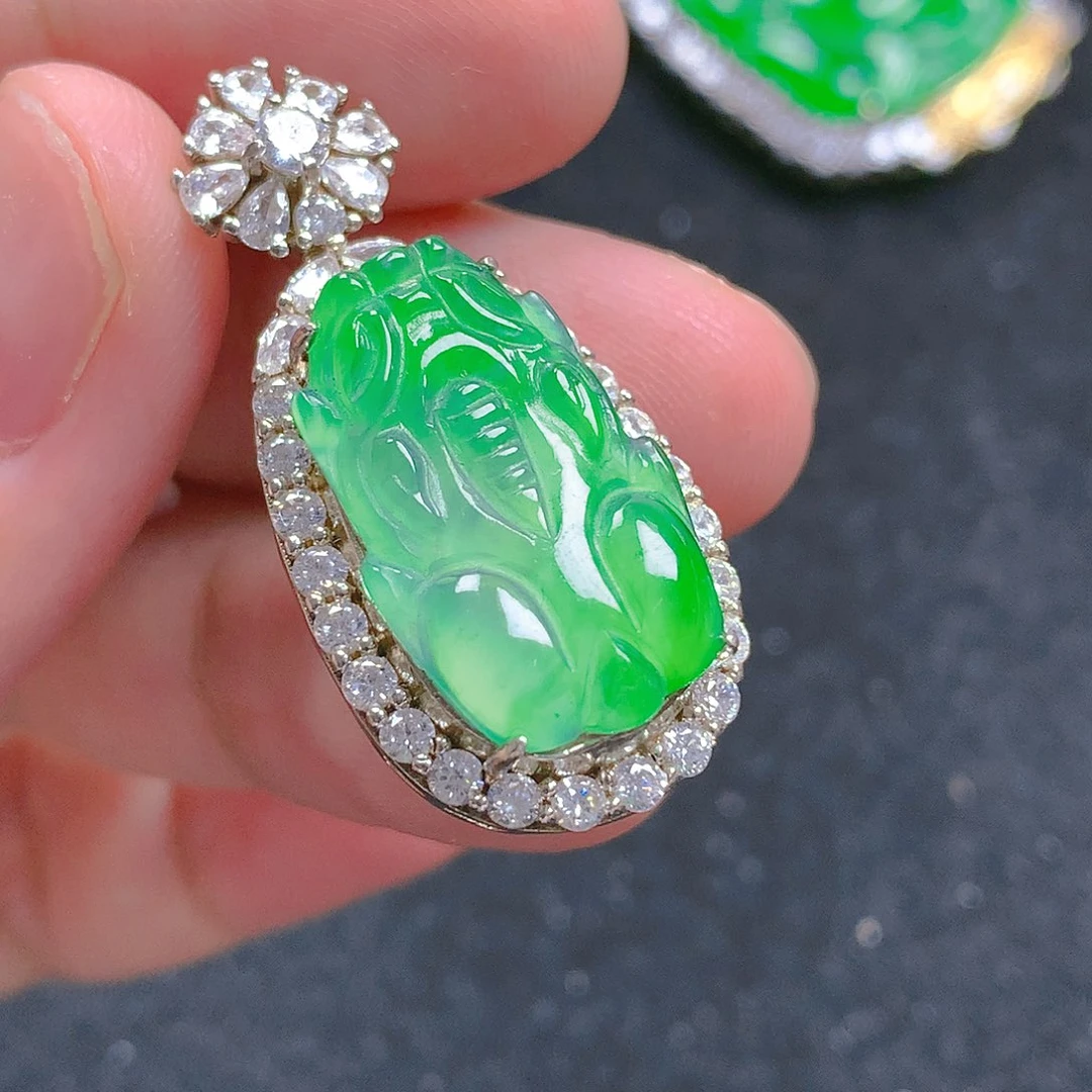 吊坠(不含链)银S925镶嵌翡翠翡翠