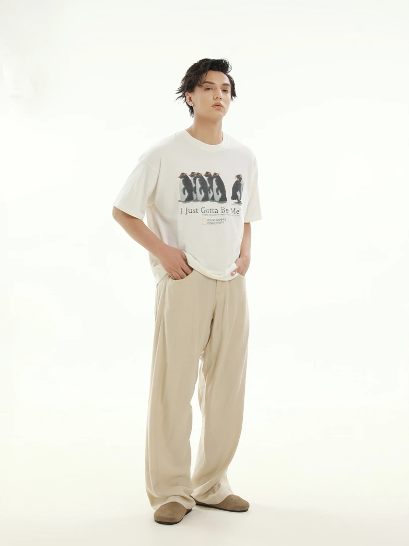 TFK Solab 火箭逆旅企鹅卡通漫画印花水洗宽松短袖T恤