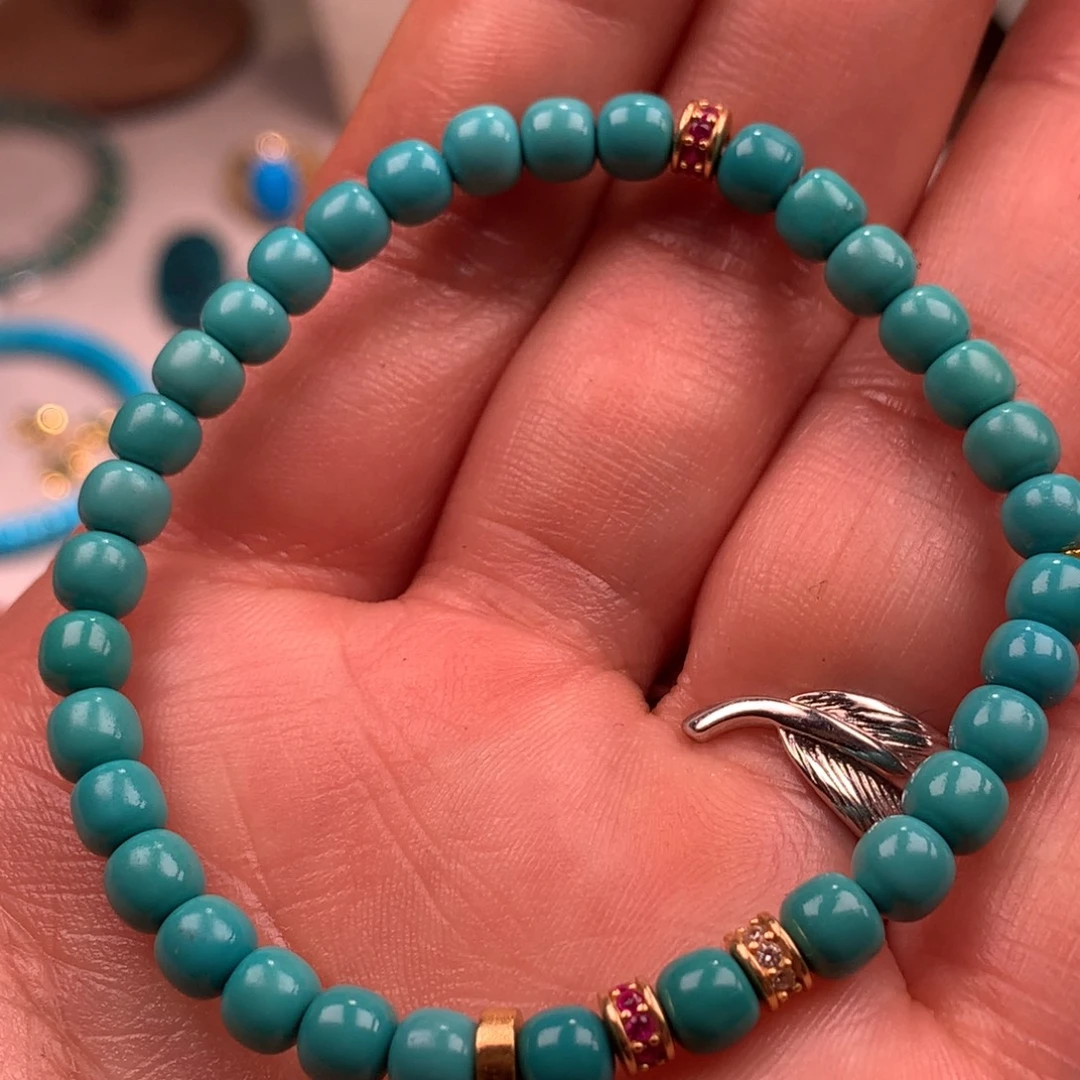 绿松石18K金镶嵌珠宝奇石