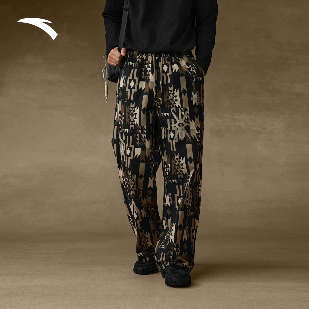 安踏欧文美式街头感老钱风卫裤印花潮流工装裤时尚运动直筒长裤子