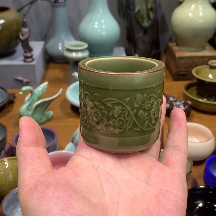 龙泉青瓷手工扳指杯