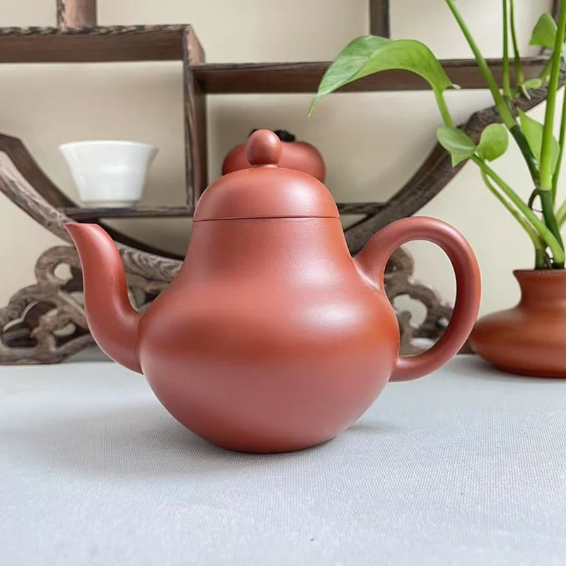 潮州朱泥大思婷手拉壶茶壶全手工制作大容量200CC
