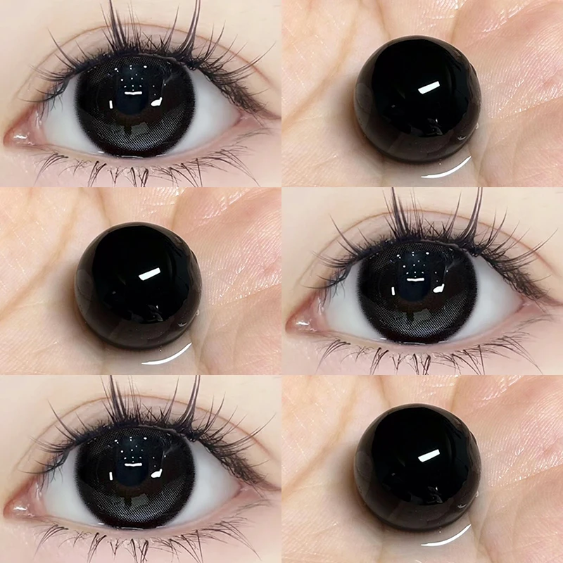 OVOLOOK半年抛美瞳玻璃黑珍珠素颜日常大直径黑色隐形眼镜2片装