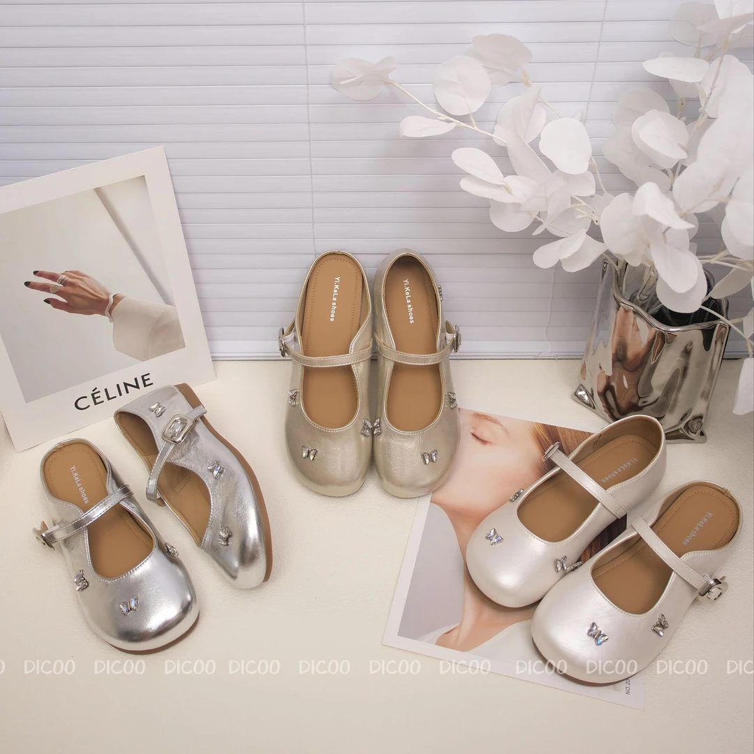 DICOO|俏皮圆头少女感甜妹玛丽珍小单鞋包头凉拖鞋女夏季软底水钻