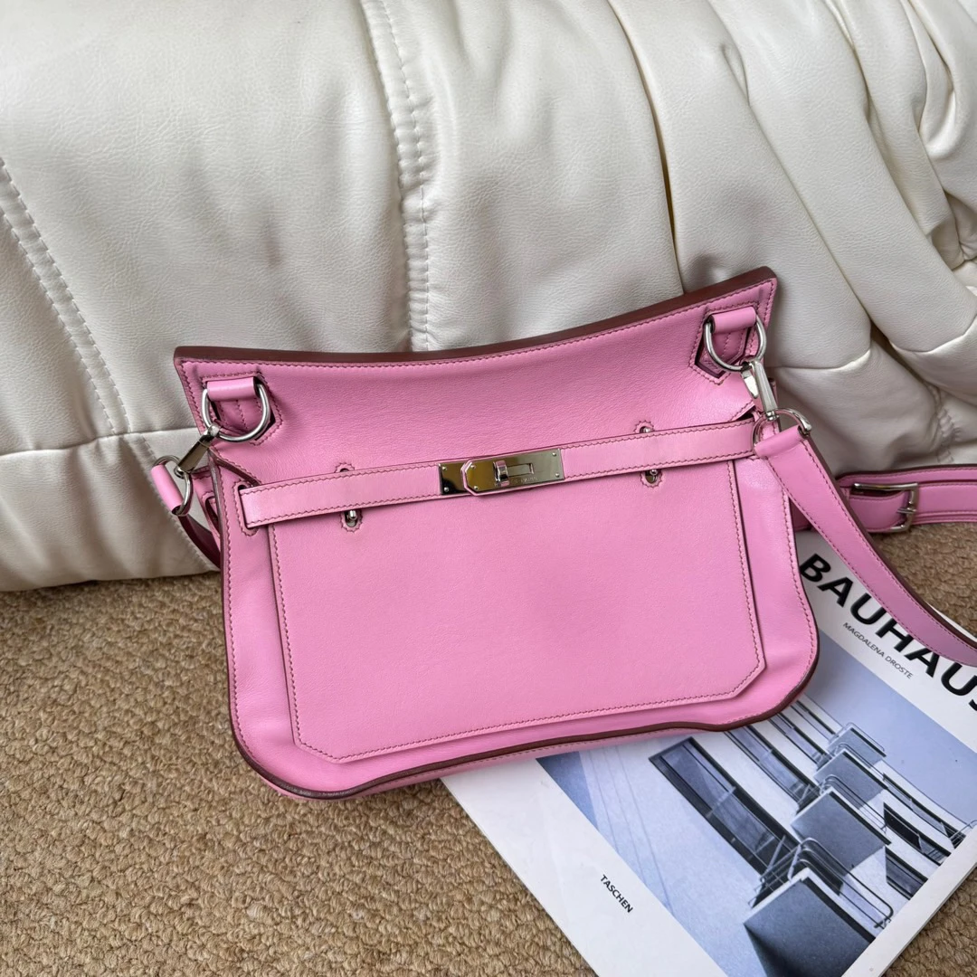 95新 Hermes/爱马仕 樱花粉 吉普赛28 银扣 Swift皮/617988759