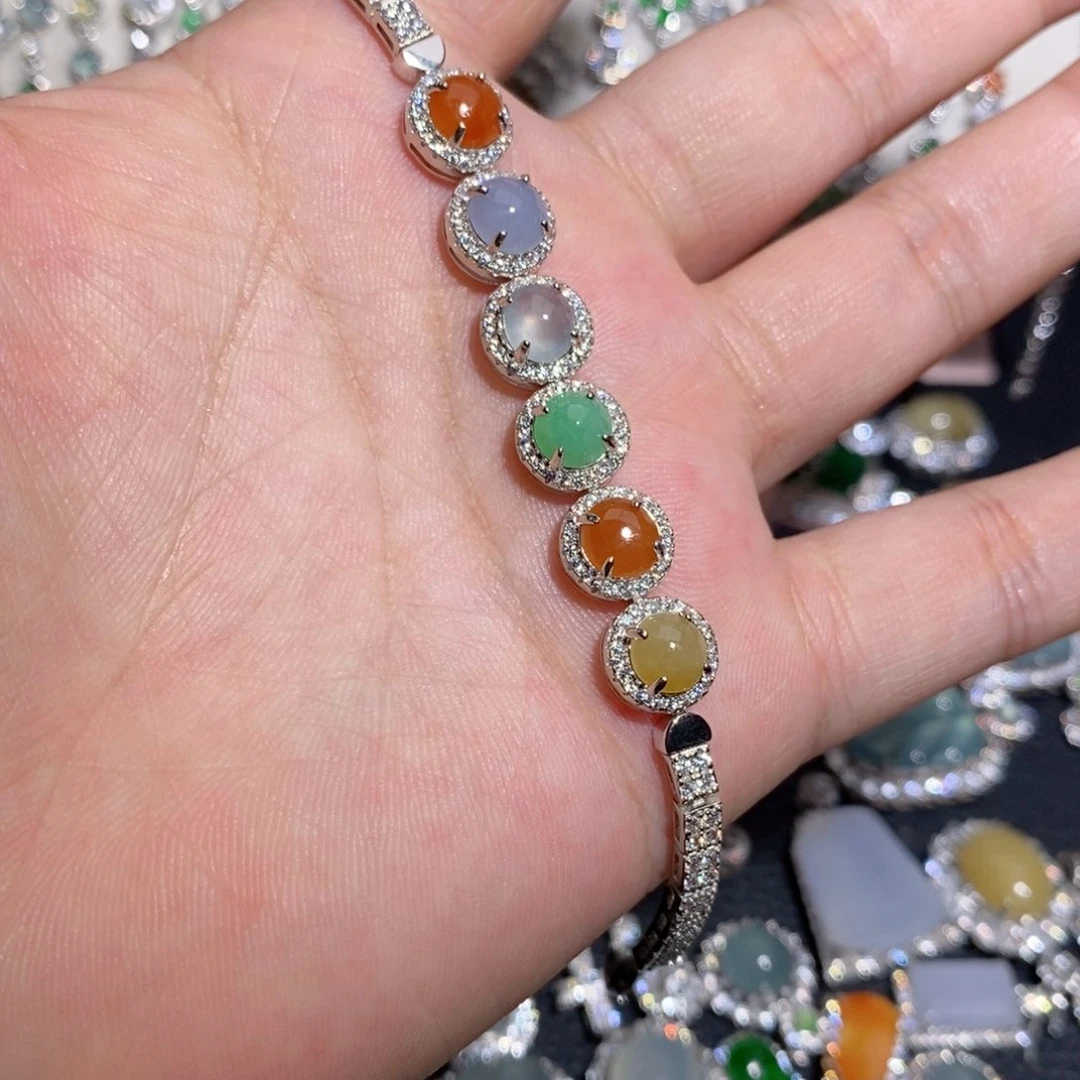 银S925镶嵌手链翡翠k k k o