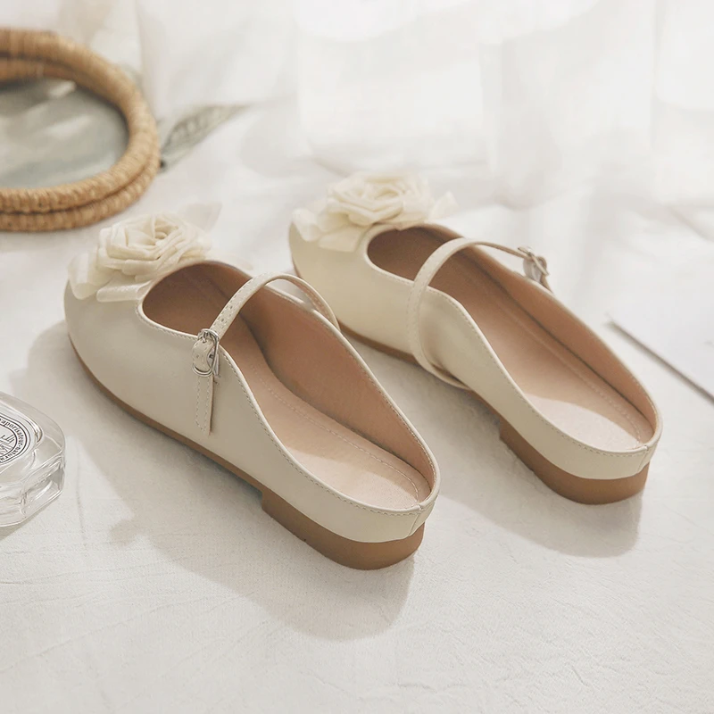 羊皮版~一脚蹬懒人法式绝美配裙子包头半拖鞋女夏季外穿2025新款