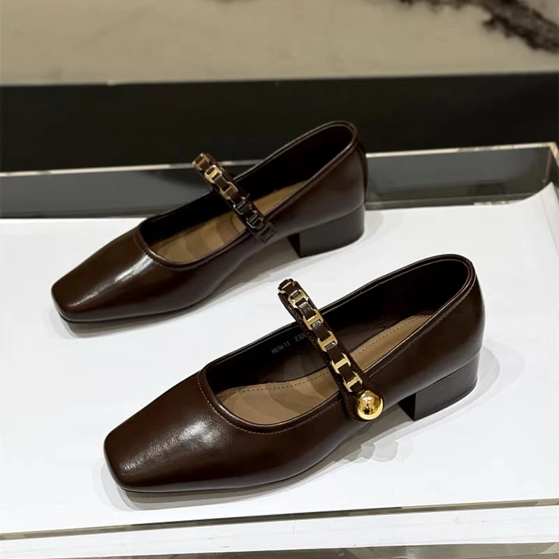 秋季方根高跟鞋复古黑色空乘高跟鞋百搭方头鞋子