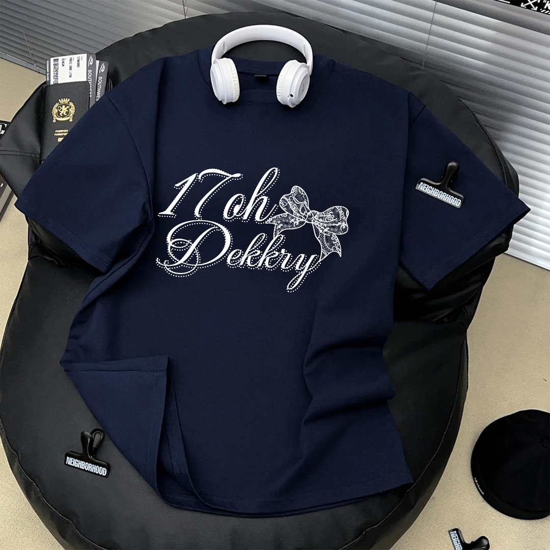 Dekkry夏季2025新款设计感字母宽松半袖美式潮牌圆领短袖t恤男女