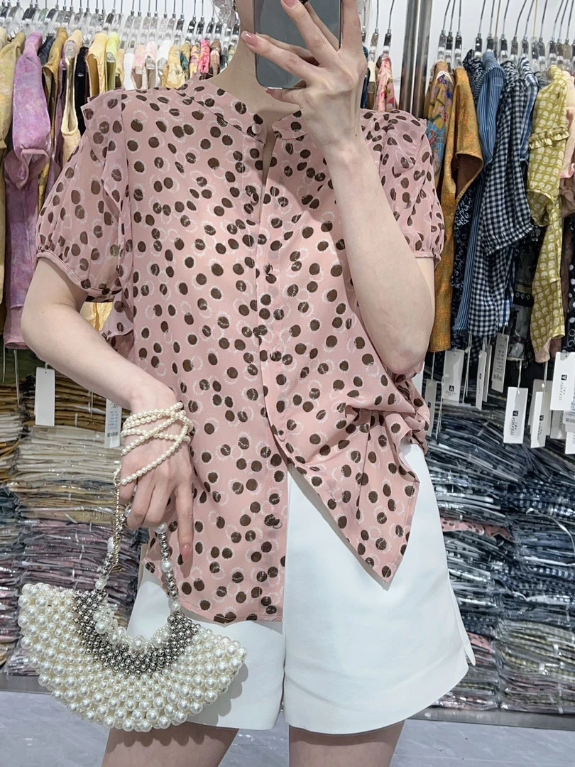 王姐专属-2025夏季新品新品洋气减龄波点立领小衫【艾-28769】