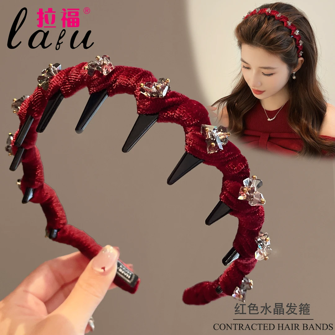 红色发箍女秋冬高颅顶2025新款高级感洋气时尚洗脸头箍压发卡头饰