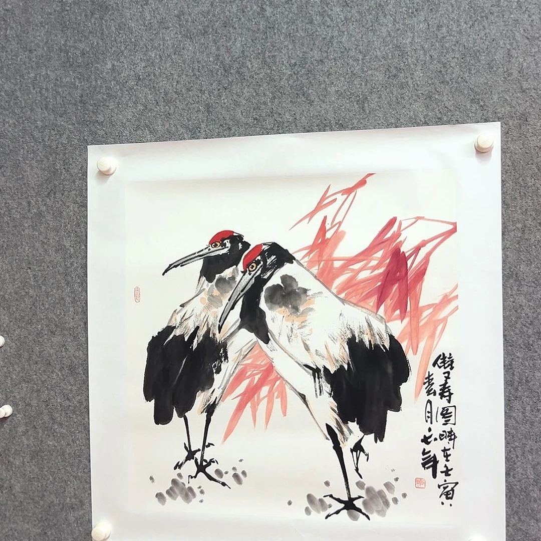 书法双寿绘画作品