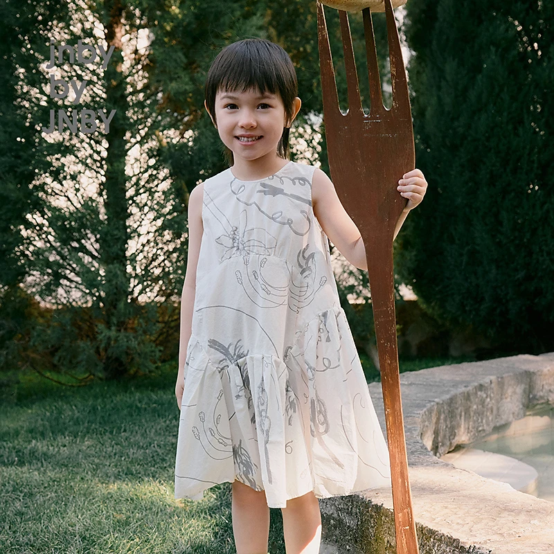 新款江南布衣童装中长款无袖连衣裙女童24夏1O5G13100