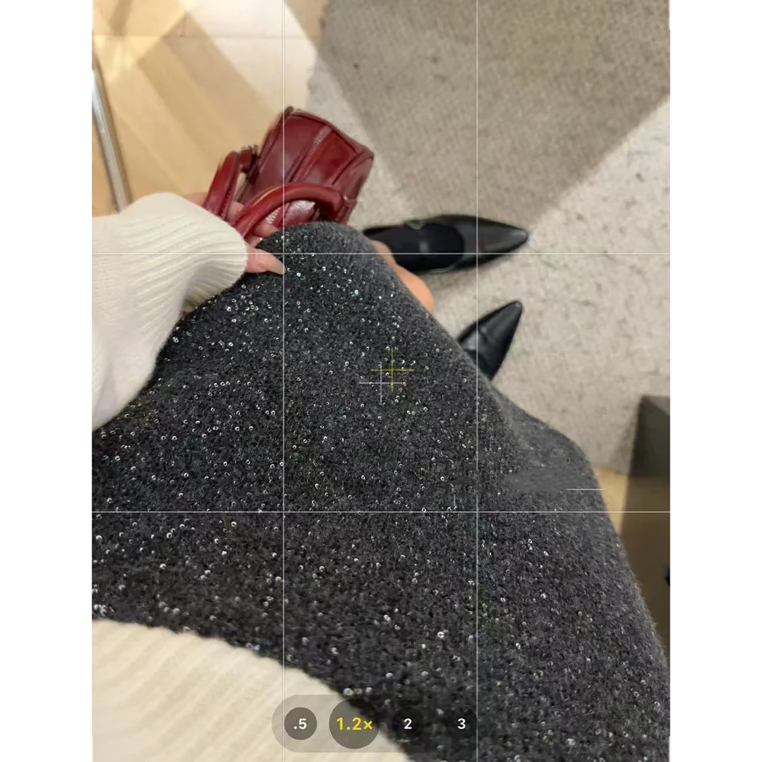 QianRH-9798冬季新款星空闪闪慵懒风气质百搭显瘦包臀半身A字裙