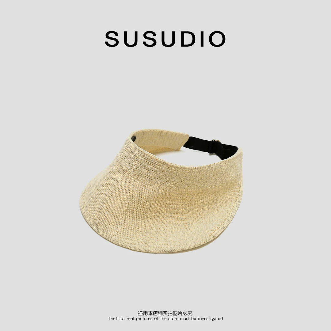 SUSUDIO 韩版百搭空顶可调节防晒纯色编织太阳帽20042