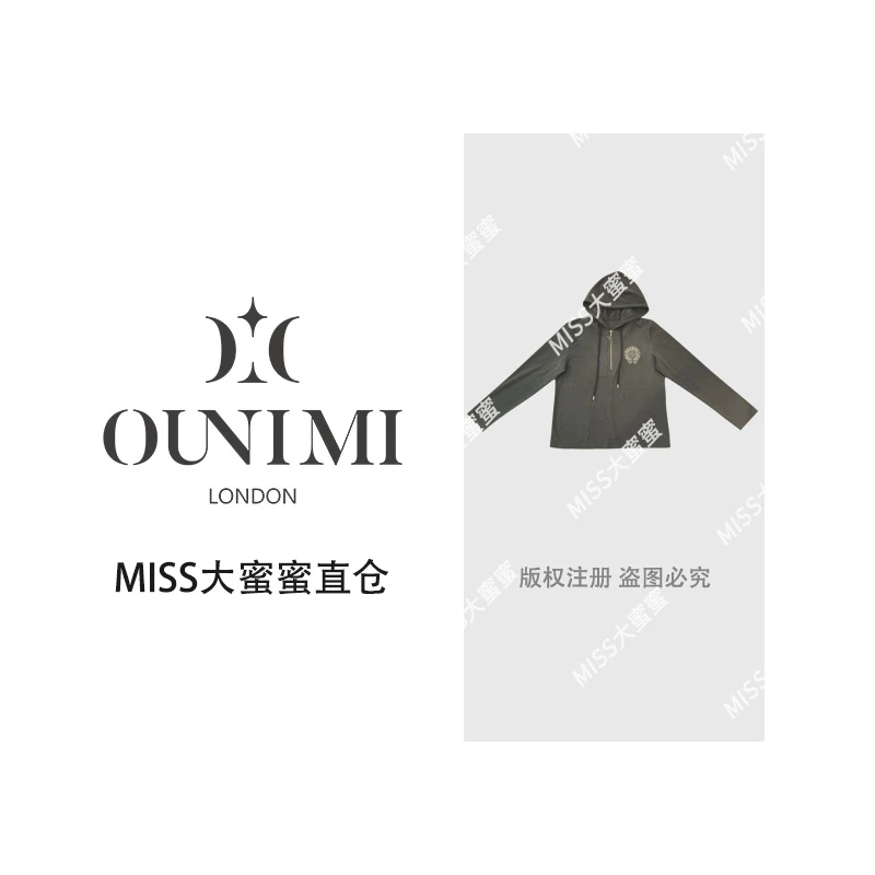 欧倪蜜 OUNIMI连帽半拉链卫衣个性徽章点缀酷帅出街2210