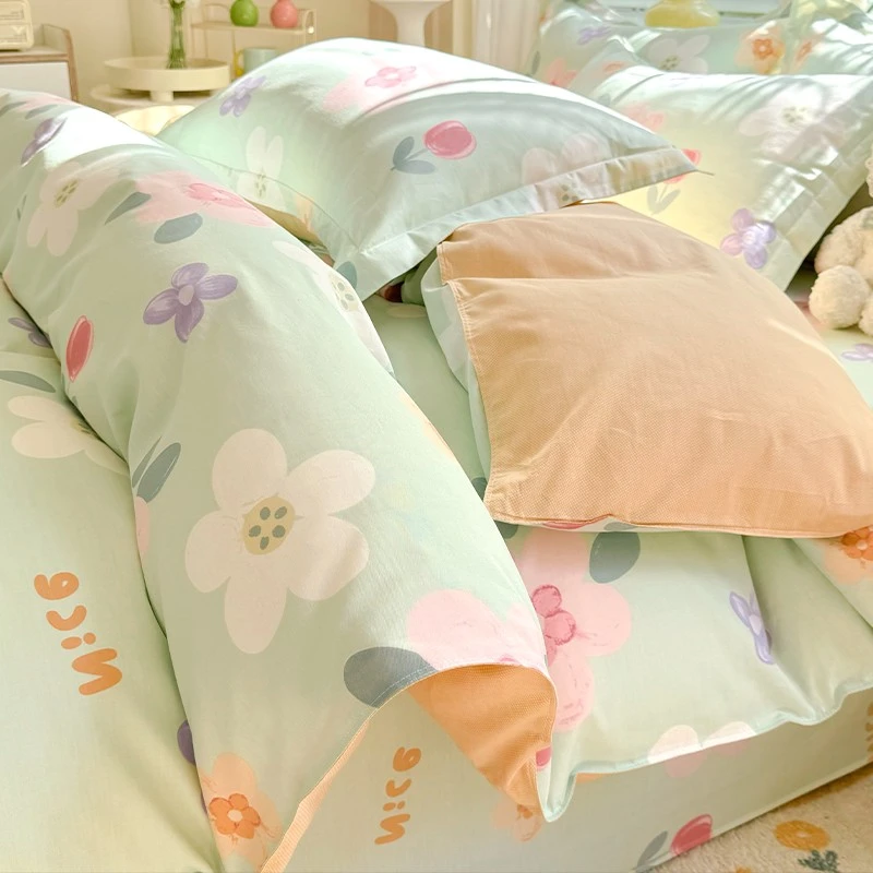 床笠四件套全棉纯棉床罩床单被套被罩1.2m1.5米1.8床上用品三件套