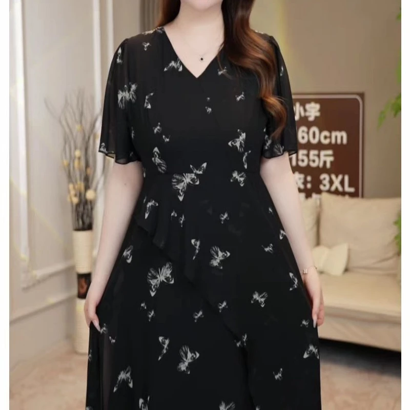 【上新梅姐】夏季上新时尚百搭不规则大码连衣裙072