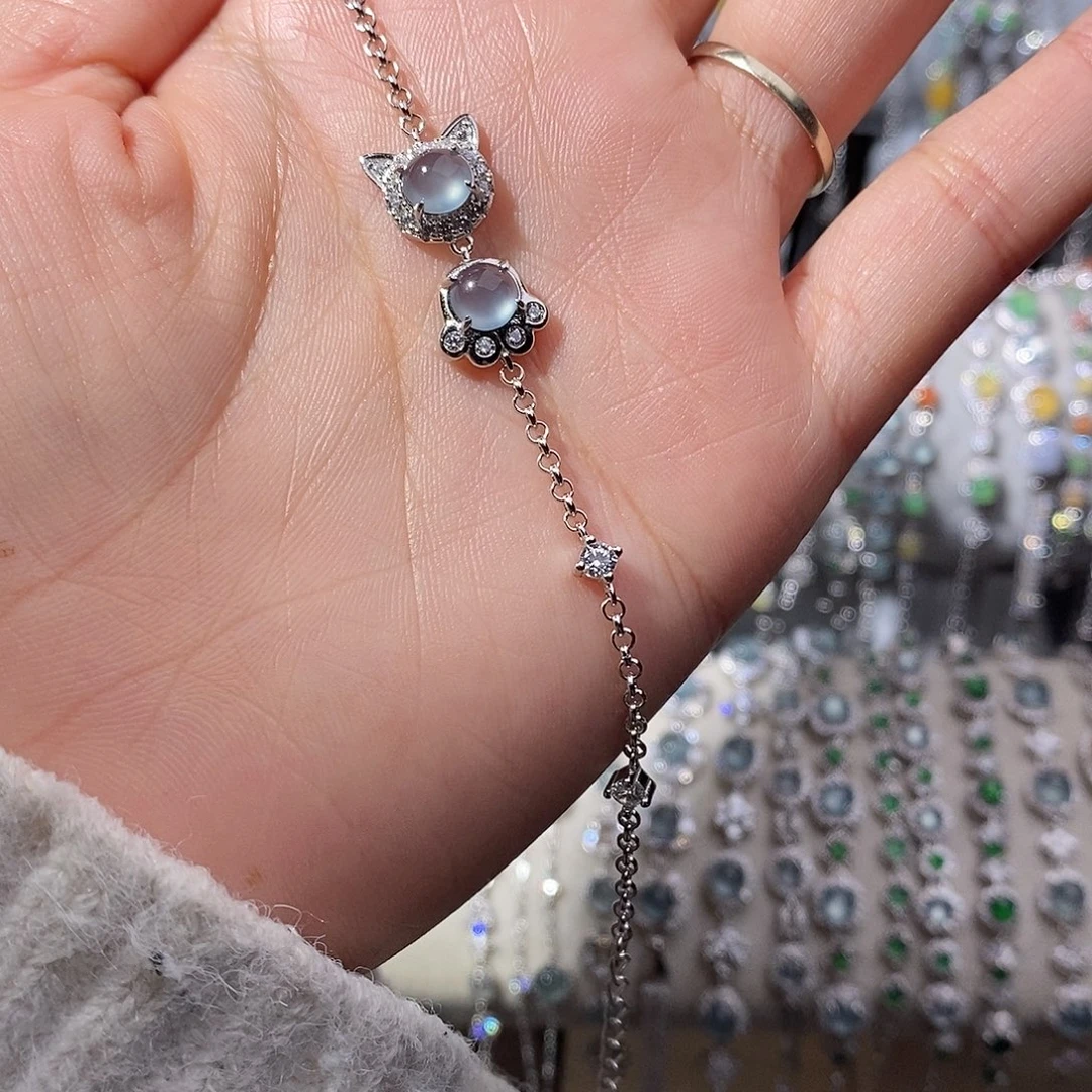 翡翠银S925镶嵌手链