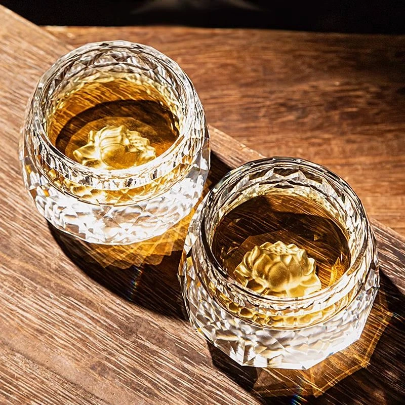 (透明锤纹日式水晶琉璃杯】现代简约高端轻奢K9水晶品茗杯主人杯