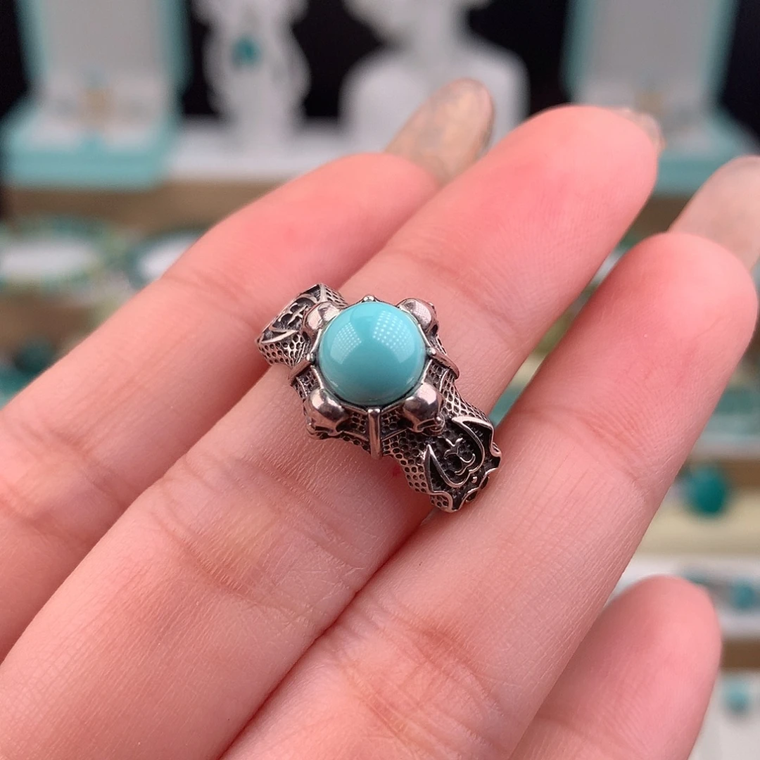 绿松石银S925镶嵌戒指