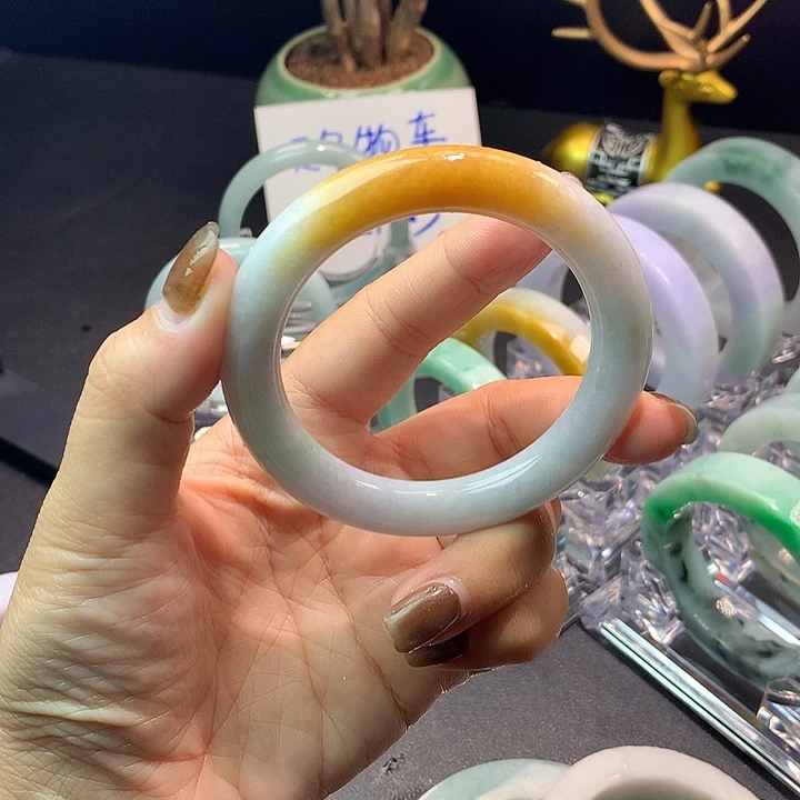 定制翡翠未镶嵌天然A货翡翠毛坯定制手镯55圆条