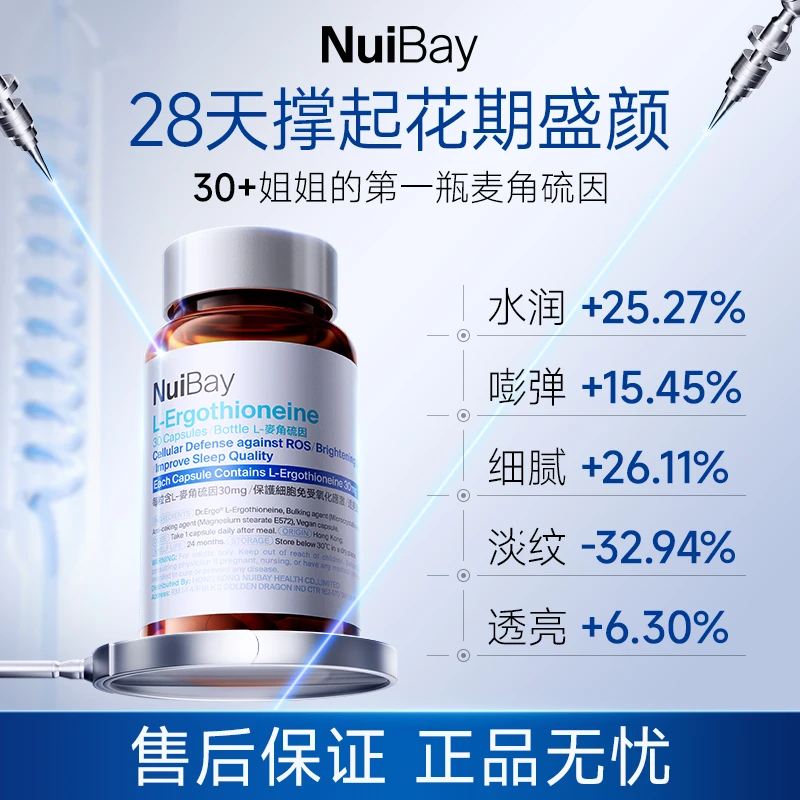 NuiBay麦角硫因30mg透光瓶K衰逆时光胶囊DB