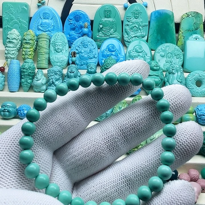 卡6果冻绿圆珠手串