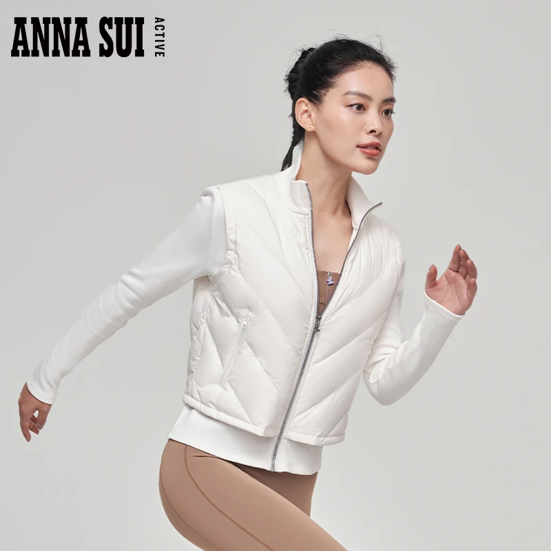 ANNA SUI安娜苏运动 秋冬新款 羽绒服拼接长袖外套修身23327042A