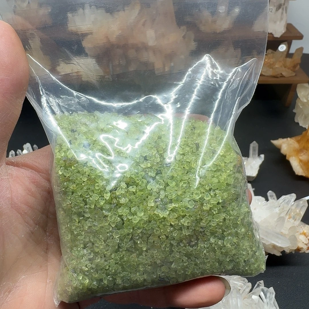 张***莎银S925镶嵌珠宝半成品水晶500克橄榄碎石